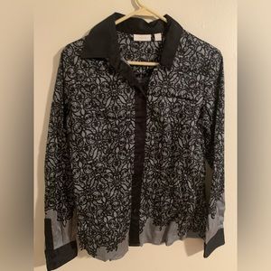 Ny&co. Women’s medium collared button up shirt with print
